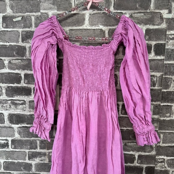 Sleeper Atlanta Pink Linen Dress midi - Picture 4 of 14